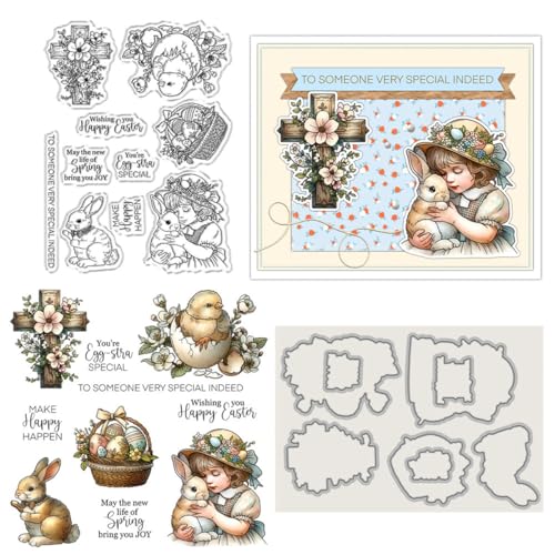 Stempel und Stanzformen für Kartenherstellung, Osterhasenkreuz, transparent, Silikon, transparent, Stempel und Metall-Stanzformen, Sets für DIY, Scrapbooking, Papierbasteln, Siegel, dekoratives Stempel und Stanzformen für Kartenherstellung, Osterhasenkreuz, transparent, Silikon, transparent, Stempel und Metall-Stanzformen, Sets für DIY, Scrapbooking, Papierbasteln, Siegel, dekoratives von DHVTESN