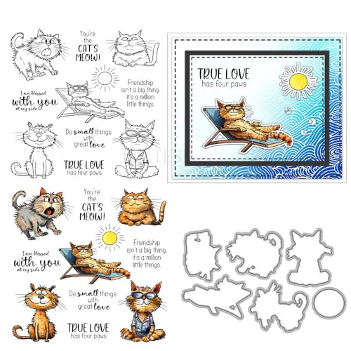 Stempel und Stanzformen für Kartenherstellung, Tiere, transparent, Silikon, Stempel und Metall-Stanzformen, Sets für DIY, Scrapbooking, Papierbasteln, Siegel, dekoratives Zubehör von DHVTESN