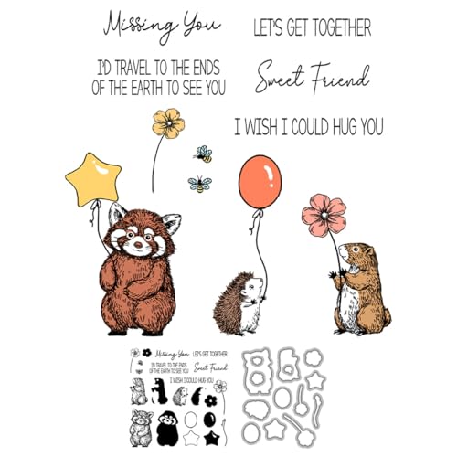 Stempel und Stanzformen für Kartenherstellung, Waschbär, transparent, Silikon, Stempel und Metall-Stanzformen, Sets für DIY, Scrapbooking, Papierbasteln, Siegel, dekoratives Zubehör von DHVTESN
