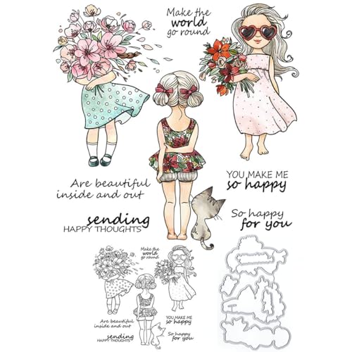 Stempel und Stanzformen für Mädchen, für Kartenherstellung, Blumen, transparentes Silikon, transparenter Stempel und Metall-Stanzformen, Sets für DIY, Scrapbooking, Papierbasteln, Siegel, dekoratives Stempel und Stanzformen für Mädchen, für Kartenherstellung, Blumen, transparentes Silikon, transparenter Stempel und Metall-Stanzformen, Sets für DIY, Scrapbooking, Papierbasteln, Siegel, dekoratives von DHVTESN