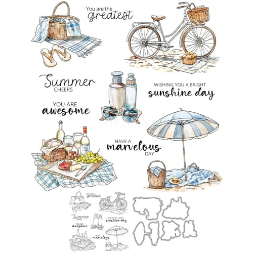 Stempel und Stanzformen für Sommer-Sonnenschirme, für Kartenherstellung, Fahrrad, transparentes Silikon, klare Stempel und Metall-Stanzformen, Sets für DIY, Scrapbooking, Papierbasteln, Dichtungen Stempel und Stanzformen für Sommer-Sonnenschirme, für Kartenherstellung, Fahrrad, transparentes Silikon, klare Stempel und Metall-Stanzformen, Sets für DIY, Scrapbooking, Papierbasteln, Dichtungen von DHVTESN