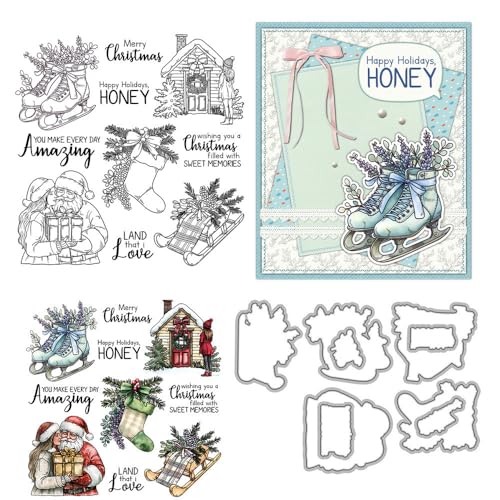 Stempel und Stanzformen für Weihnachtsliebhaber, für Kartenherstellung, Weihnachtsschuhe, transparentes Silikon, klare Stempel und Metall-Stanzformen, Sets für Bastelarbeiten, Scrapbooking Stempel und Stanzformen für Weihnachtsliebhaber, für Kartenherstellung, Weihnachtsschuhe, transparentes Silikon, klare Stempel und Metall-Stanzformen, Sets für Bastelarbeiten, Scrapbooking von DHVTESN