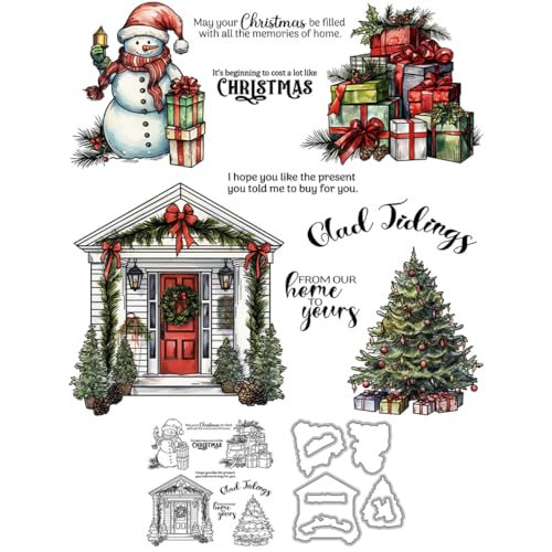 Stempel und Stanzformen für Zuhause, Tür, Schneemann, für Kartenherstellung, Weihnachtsbaum, Box, transparent, Silikon, klar, Stempel und Metall-Stanzformen, Sets für DIY, Scrapbooking, Papierbasteln Stempel und Stanzformen für Zuhause, Tür, Schneemann, für Kartenherstellung, Weihnachtsbaum, Box, transparent, Silikon, klar, Stempel und Metall-Stanzformen, Sets für DIY, Scrapbooking, Papierbasteln von DHVTESN
