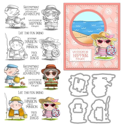 Stempel und Stanzformen für den Ruhestand, für Kartenherstellung, Reisen, transparentes Silikon, klare Stempel und Metall-Stanzformen, Sets für DIY, Scrapbooking, Papierbasteln, Siegel, dekoratives Stempel und Stanzformen für den Ruhestand, für Kartenherstellung, Reisen, transparentes Silikon, klare Stempel und Metall-Stanzformen, Sets für DIY, Scrapbooking, Papierbasteln, Siegel, dekoratives von DHVTESN