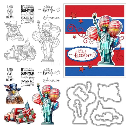 Stempel und Stanzformen für die Kartengestaltung, Unabhängigkeitstag, transparenter Silikonstempel und Metall-Stanzformen-Sets für DIY, Scrapbooking, Papierbasteln, Siegel, dekoratives Zubehör Stempel und Stanzformen für die Kartengestaltung, Unabhängigkeitstag, transparenter Silikonstempel und Metall-Stanzformen-Sets für DIY, Scrapbooking, Papierbasteln, Siegel, dekoratives Zubehör von DHVTESN