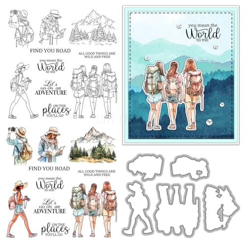 Stempel und Stanzformen für die Kartenherstellung, Motiv: Bergsteigermädchen, transparent, Silikon, transparent, Stempel und Metall-Stanzformen, Sets für DIY, Scrapbooking, Papierbasteln, Dichtungen Stempel und Stanzformen für die Kartenherstellung, Motiv: Bergsteigermädchen, transparent, Silikon, transparent, Stempel und Metall-Stanzformen, Sets für DIY, Scrapbooking, Papierbasteln, Dichtungen von DHVTESN