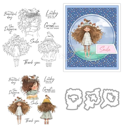 Stempel und Stanzformen für die Kartenherstellung, Motiv: Vogelnest und Mädchen, transparent, Silikon, transparent, Stempel und Metall-Stanzformen, Sets für DIY, Scrapbooking, Papierbasteln, Siegel Stempel und Stanzformen für die Kartenherstellung, Motiv: Vogelnest und Mädchen, transparent, Silikon, transparent, Stempel und Metall-Stanzformen, Sets für DIY, Scrapbooking, Papierbasteln, Siegel von DHVTESN