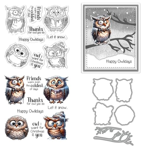 Stempel und Stanzformen für die Kartenherstellung, Motiv: Weihnachtseulen, transparent, Silikon, transparent, Stempel und Metall-Stanzformen, Sets für DIY, Scrapbooking, Papierbasteln, Siegel Stempel und Stanzformen für die Kartenherstellung, Motiv: Weihnachtseulen, transparent, Silikon, transparent, Stempel und Metall-Stanzformen, Sets für DIY, Scrapbooking, Papierbasteln, Siegel von DHVTESN