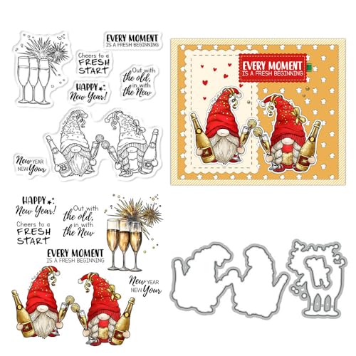 Stempel und Stanzformen für die Kartenherstellung, Motiv: Weihnachtswichtel, transparent, Silikon, transparent, Stempel und Metall-Stanzformen, Sets für DIY, Scrapbooking, Papierbasteln, Siegel Stempel und Stanzformen für die Kartenherstellung, Motiv: Weihnachtswichtel, transparent, Silikon, transparent, Stempel und Metall-Stanzformen, Sets für DIY, Scrapbooking, Papierbasteln, Siegel von DHVTESN