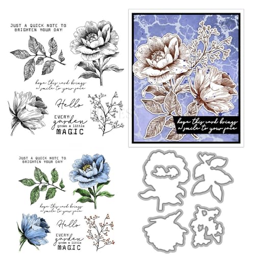 Stempel und Stanzformen im Vintage-Stil für Kartenherstellung, Zweig, transparentes Silikon, klare Stempel und Metall-Stanzformen, Sets für DIY, Scrapbooking, Papierbasteln, Dichtungen, dekorative von DHVTESN