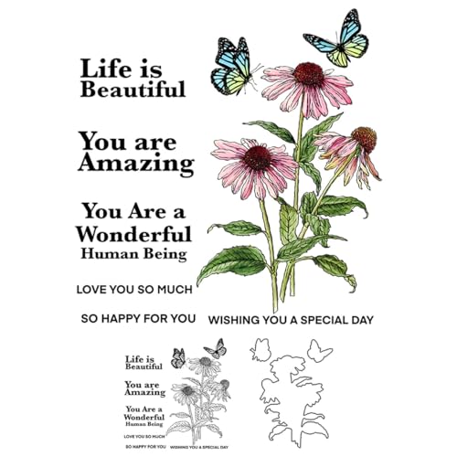 Stempel und Stanzformen mit Gänseblümchen für Kartenherstellung, Schmetterling, transparent, Silikon, transparent, Stempel und Metall-Stanzformen, Sets für DIY, Scrapbooking, Papierbasteln, Siegel von DHVTESN