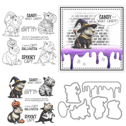 Stempel und Stanzformen mit Hexenhut und Maus, für Kartenherstellung, Halloween, Kürbis, transparenter Silikonstempel und Metall-Stanzformen, Sets für DIY, Scrapbooking, Papierbasteln, Siegel Stempel und Stanzformen mit Hexenhut und Maus, für Kartenherstellung, Halloween, Kürbis, transparenter Silikonstempel und Metall-Stanzformen, Sets für DIY, Scrapbooking, Papierbasteln, Siegel von DHVTESN