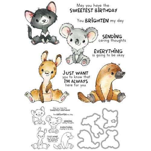 Stempel und Stanzformen mit Tiermotiven für Kartenherstellung, Katzen, transparentes Silikon, transparenter Stempel und Metall-Stanzformen, Sets für DIY, Scrapbooking, Papierbasteln, Siegel von DHVTESN