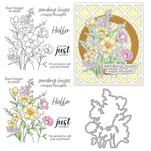Stempel und Stanzformen mit kleinen Blumen für Kartenherstellung, Blätter, transparentes Silikon, klarer Stempel und Metall-Stanzformen-Sets für DIY, Scrapbooking, Papierbasteln, Dichtungen Stempel und Stanzformen mit kleinen Blumen für Kartenherstellung, Blätter, transparentes Silikon, klarer Stempel und Metall-Stanzformen-Sets für DIY, Scrapbooking, Papierbasteln, Dichtungen von DHVTESN