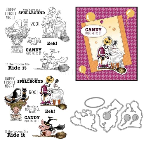 Stempel und Stanzformen mit magischem Hut, Tiermotiven für Kartenherstellung, Halloween, Besen, transparenter Silikonstempel und Metall-Stanzformen, Sets für DIY, Scrapbooking, Papierbasteln, Siegel Stempel und Stanzformen mit magischem Hut, Tiermotiven für Kartenherstellung, Halloween, Besen, transparenter Silikonstempel und Metall-Stanzformen, Sets für DIY, Scrapbooking, Papierbasteln, Siegel von DHVTESN