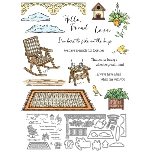 Teppich-Stempel und Stanzformen für Kartenherstellung, Vogelhaus, transparent, Silikon, transparent, Stempel und Metall-Stanzformen, Sets für DIY, Scrapbooking, Papierbasteln, Dichtungen, dekorative von DHVTESN