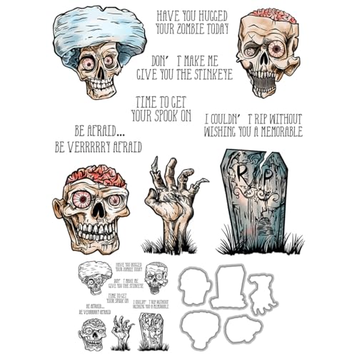 Totenkopf-Stempel und Stanzformen für Kartenherstellung, Halloween, Grabstein, transparentes Silikon, klare Stempel und Metall-Stanzformen, Sets für DIY, Scrapbooking, Papierbasteln, Siegel Totenkopf-Stempel und Stanzformen für Kartenherstellung, Halloween, Grabstein, transparentes Silikon, klare Stempel und Metall-Stanzformen, Sets für DIY, Scrapbooking, Papierbasteln, Siegel von DHVTESN