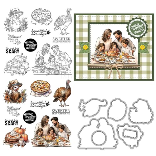 Truthahn-Stempel und Stanzformen für Kartenherstellung, Erntedankfest, Kuchen, transparentes Silikon, klare Stempel und Metall-Stanzformen, Sets für DIY, Scrapbooking, Papierbasteln, Dichtungen Truthahn-Stempel und Stanzformen für Kartenherstellung, Erntedankfest, Kuchen, transparentes Silikon, klare Stempel und Metall-Stanzformen, Sets für DIY, Scrapbooking, Papierbasteln, Dichtungen von DHVTESN
