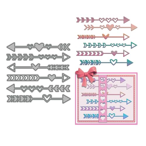 Unregelmäßige Pfeil-Herz-Stanzformen für Kartenherstellung, Valentinstag, Metall-Stanzformen-Sets für DIY, handgemachtes Scrapbooking, Papierbasteln, Festivals, Album, Party, Hochzeit, dekoratives von DHVTESN