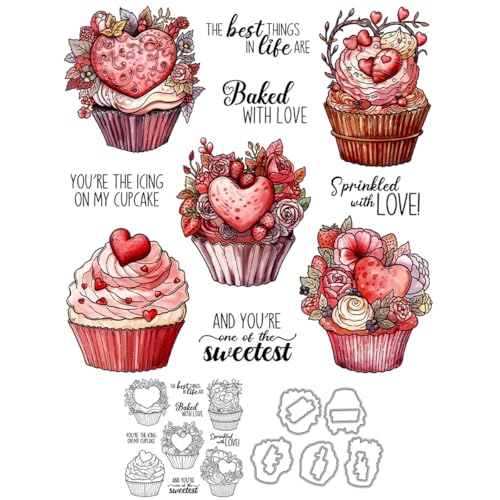 Valentinstags-Cupcake-Stempel und Stanzformen für Kartenherstellung, Erdbeere, transparentes Silikon, klare Stempel und Metall-Stanzformen, Sets für Bastelarbeiten, Scrapbooking, Papierbasteln, Siegel Valentinstags-Cupcake-Stempel und Stanzformen für Kartenherstellung, Erdbeere, transparentes Silikon, klare Stempel und Metall-Stanzformen, Sets für Bastelarbeiten, Scrapbooking, Papierbasteln, Siegel von DHVTESN