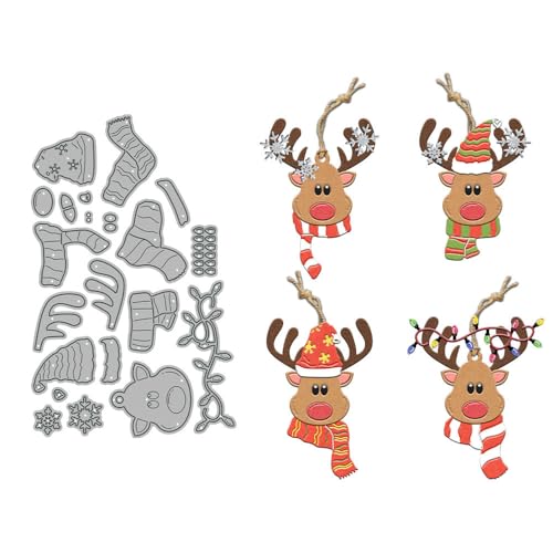 Weihnachts-Stanzformen für Kartenherstellung, Weihnachtsmannmütze, Schal, Metall-Stanzformen Sets für DIY, handgemachtes Scrapbooking, Papierbasteln, Festivals, Album, Party, Hochzeit, dekoratives von DHVTESN