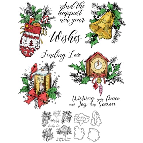 Weihnachts-Stempel und Stanzformen für Kartenherstellung, Handschuhe, Glocken, transparentes Silikon, transparenter Stempel und Metall-Stanzformen, Sets für DIY, Scrapbooking, Papierbasteln, Siegel Weihnachts-Stempel und Stanzformen für Kartenherstellung, Handschuhe, Glocken, transparentes Silikon, transparenter Stempel und Metall-Stanzformen, Sets für DIY, Scrapbooking, Papierbasteln, Siegel von DHVTESN