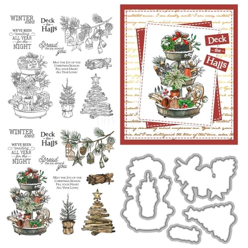 Weihnachts-Stempel und Stanzformen für Kartenherstellung, Weihnachtsbaum, transparenter Silikon-Stempel und Metall-Stanzformen, Sets für DIY, Scrapbooking, Papierbasteln, Siegel, dekoratives Zubehör Weihnachts-Stempel und Stanzformen für Kartenherstellung, Weihnachtsbaum, transparenter Silikon-Stempel und Metall-Stanzformen, Sets für DIY, Scrapbooking, Papierbasteln, Siegel, dekoratives Zubehör von DHVTESN