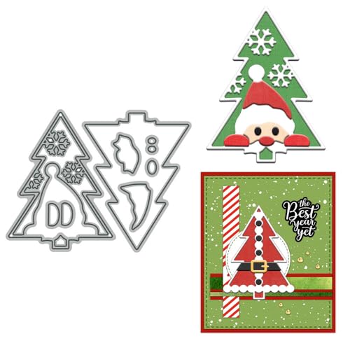 Weihnachtsbaum-Stanzformen für Kartenherstellung, Weihnachtsmann, Metall-Stanzformen Sets für DIY, handgemachtes Scrapbooking, Papierbasteln, Festivals, Album, Party, Hochzeit, dekoratives Zubehör von DHVTESN