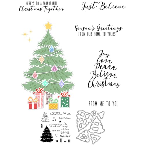 Weihnachtsbaum-Stempel und Stanzformen für Kartenherstellung, Leuchtkasten, transparentes Silikon, klarer Stempel und Metall-Stanzformen, Sets für DIY, Scrapbooking, Papierbasteln, Dichtungen von DHVTESN