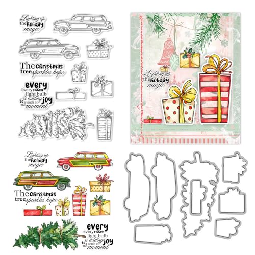 Weihnachtsbox-Stempel und Stanzformen für Kartenherstellung, Weihnachten, Auto, transparent, Silikon, transparent, Stempel und Metall-Stanzformen, Sets für DIY, Scrapbooking, Papierbasteln, Siegel Weihnachtsbox-Stempel und Stanzformen für Kartenherstellung, Weihnachten, Auto, transparent, Silikon, transparent, Stempel und Metall-Stanzformen, Sets für DIY, Scrapbooking, Papierbasteln, Siegel von DHVTESN