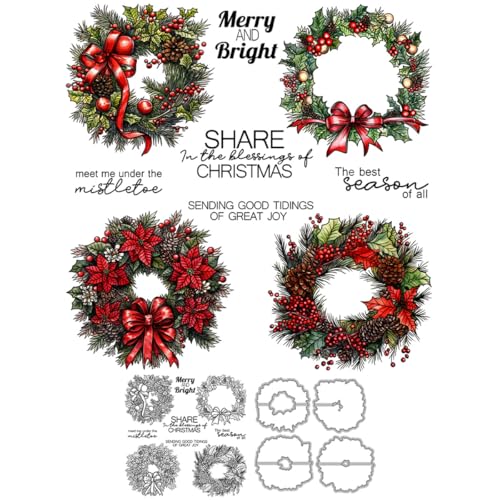Weihnachtskranz-Stempel und Stanzformen für Kartenherstellung, Efeu, Tannenzapfen, transparentes Silikon, klarer Stempel und Metall-Stanzformen, Sets für DIY, Scrapbooking, Papierbasteln, Siegel Weihnachtskranz-Stempel und Stanzformen für Kartenherstellung, Efeu, Tannenzapfen, transparentes Silikon, klarer Stempel und Metall-Stanzformen, Sets für DIY, Scrapbooking, Papierbasteln, Siegel von DHVTESN