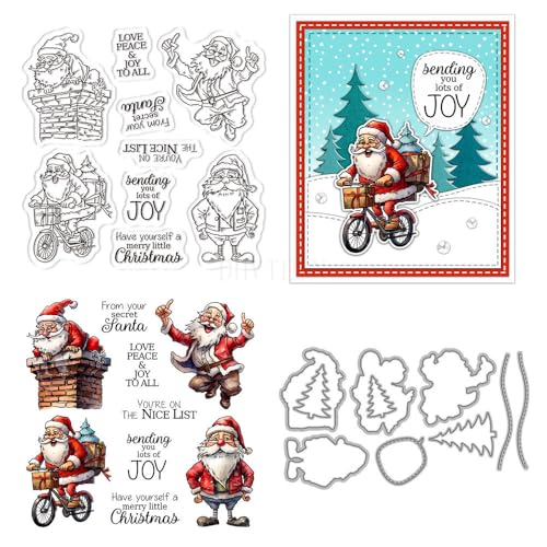 Weihnachtsmann-Stempel und Stanzformen für Kartenherstellung, Weihnachtsbox, transparent, Silikon, klar, Stempel und Metall-Stanzformen, Sets für DIY, Scrapbooking, Papierbasteln, Siegel, dekoratives Weihnachtsmann-Stempel und Stanzformen für Kartenherstellung, Weihnachtsbox, transparent, Silikon, klar, Stempel und Metall-Stanzformen, Sets für DIY, Scrapbooking, Papierbasteln, Siegel, dekoratives von DHVTESN