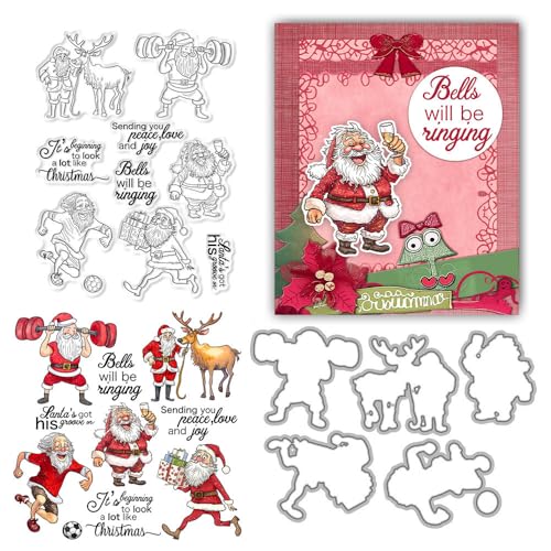Weihnachtsmann-Stempel und Stanzformen für Kartenherstellung, Weihnachtshirsch, transparenter Silikon-Stempel und Metall-Stanzformen, Sets für DIY, Scrapbooking, Papierbasteln, Siegel, dekoratives Weihnachtsmann-Stempel und Stanzformen für Kartenherstellung, Weihnachtshirsch, transparenter Silikon-Stempel und Metall-Stanzformen, Sets für DIY, Scrapbooking, Papierbasteln, Siegel, dekoratives von DHVTESN