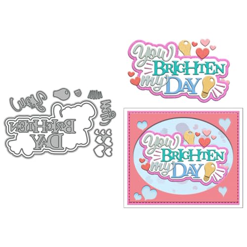 You Brighten My Day Stanzformen für Kartenherstellung, Valentinstag, Metall-Stanzformen-Sets für DIY, handgemachtes Scrapbooking, Papierbasteln, Festivals, Album, Party, Hochzeit, dekoratives Zubehör von DHVTESN