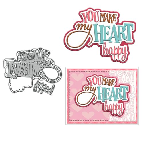 You Make My Heart Happy Stanzformen für Kartenherstellung, Metall-Stanzformen-Sets für DIY, handgemachtes Scrapbooking, Papierbasteln, Festivals, Album, Party, Hochzeit, dekoratives Zubehör von DHVTESN