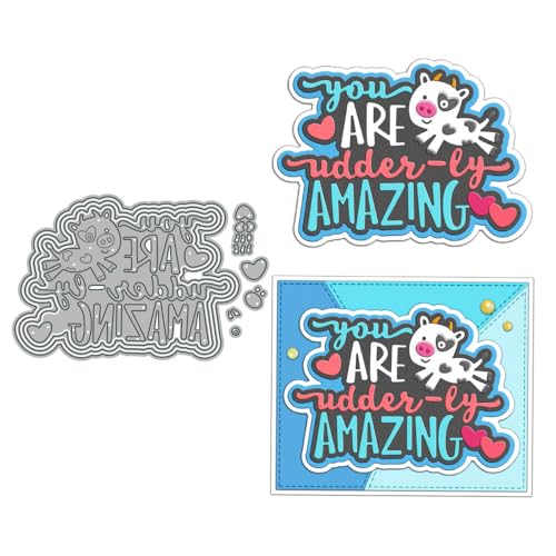 You are Udderly Amazing Stanzformen für Kartenherstellung, Metall-Stanzformen-Sets für DIY, handgemachtes Scrapbooking, Papierbasteln, Festivals, Album, Party, Hochzeit, dekoratives Zubehör von DHVTESN