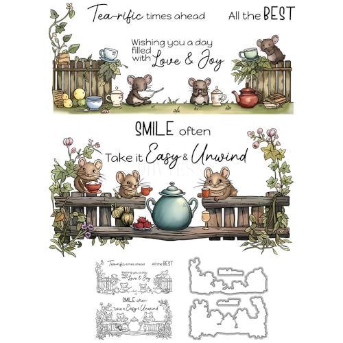 Zaunstempel und Stanzformen für Kartenherstellung, Maus, transparentes Silikon, klare Stempel und Metall-Stanzformen, Sets für Bastelarbeiten, Scrapbooking, Papierbasteln, Dichtungen, dekoratives Zaunstempel und Stanzformen für Kartenherstellung, Maus, transparentes Silikon, klare Stempel und Metall-Stanzformen, Sets für Bastelarbeiten, Scrapbooking, Papierbasteln, Dichtungen, dekoratives von DHVTESN