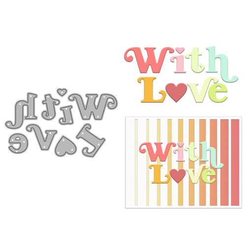 with Love Stanzformen für Kartenherstellung, Metall-Stanzformen-Sets für DIY, handgemachtes Scrapbooking, Papierbasteln, Festivals, Album, Party, Hochzeit, dekoratives Zubehör von DHVTESN