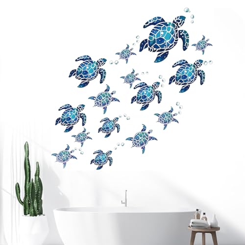 15 Stück wandtattoo badezimmer fliesenaufkleber Meeresschildkröten-Vinyl-Wandaufkleber,blaue Unterwasserschildkröte unter dem Meer,wasserdichte Schildkrötenblasen-Aufkleber Badezimmer,Schlafzimmer 15 Stück wandtattoo badezimmer fliesenaufkleber Meeresschildkröten-Vinyl-Wandaufkleber,blaue Unterwasserschildkröte unter dem Meer,wasserdichte Schildkrötenblasen-Aufkleber Badezimmer,Schlafzimmer von DHWEKU