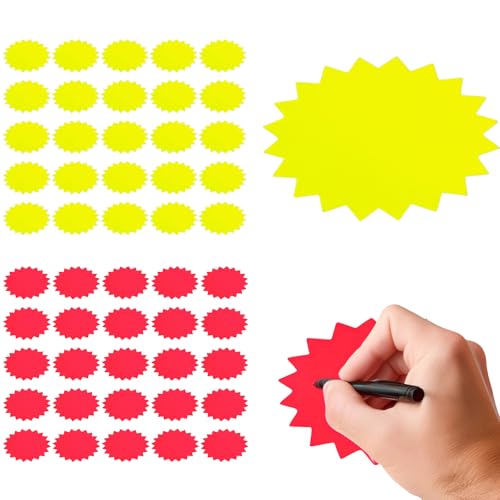DHWEKU 50 Stück Preisschilder,Fluoreszierende Zeichen,Preisetiketten Schilder,Verkaufsschild,Starburst Zeichen Price Etikett,Für Supermärkten,Geschäft,Ladengeschäft Party,Gelb und Rosa,8 x 11cm DHWEKU 50 Stück Preisschilder,Fluoreszierende Zeichen,Preisetiketten Schilder,Verkaufsschild,Starburst Zeichen Price Etikett,Für Supermärkten,Geschäft,Ladengeschäft Party,Gelb und Rosa,8 x 11cm von DHWEKU