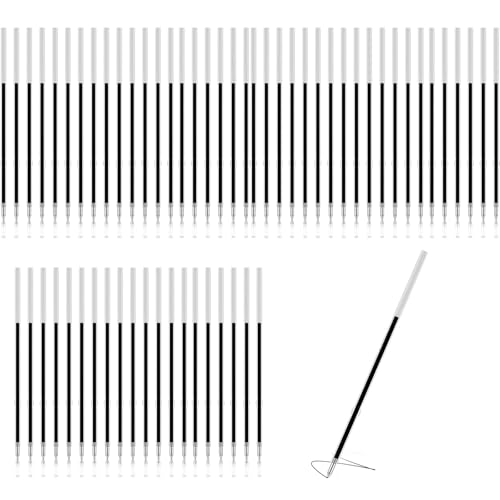 DHWEKU 60 Stück Kugelschreiberminen chwarz,Kugelschreiber Ersatzminen,Einziehbare Stift Nachfüllungen 0,7mm Strichstärke,Kugelschreiberminen Schwarz 107mm Länge,Kunststoff Kugelschreiber Minen von DHWEKU