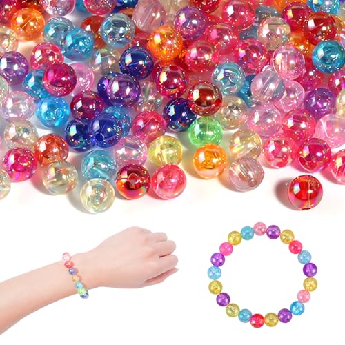 DHWEKU Acrylperlen,500 Stück Bunte Perlen Große Perlen 8mm Perlen Rund Bastelperlen zum Auffädeln für DIY Schmuckherstellung, Armbänder, Halsketten Basteln von DHWEKU