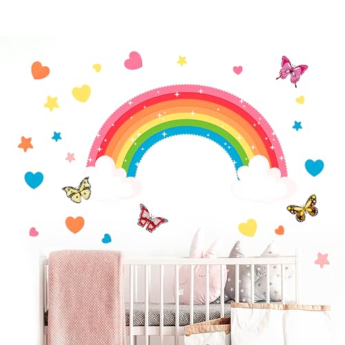 DHWEKU Wandtattoo Regenbogen Wandaufkleber Wolken Schmetterlinge Mädchen Wandsticker Wanddeko für Mädchenzimmer Kinderzimmer Babyzimmer DHWEKU Wandtattoo Regenbogen Wandaufkleber Wolken Schmetterlinge Mädchen Wandsticker Wanddeko für Mädchenzimmer Kinderzimmer Babyzimmer von DHWEKU