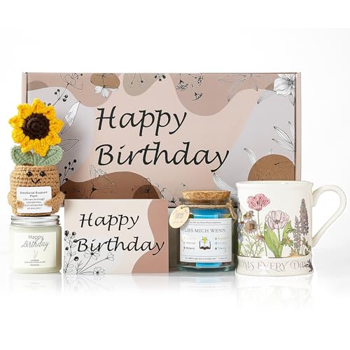 DHYGOTFUR Geburtstagsgeschenk Set für Frauen | Keramikbecher, Bibelvers-Glasurne, Duftkerze & Grußkarte | Religiöse Geschenke für Mama, Freunde, Schwestern mit Glauben (Golden) von DHYGOTFUR