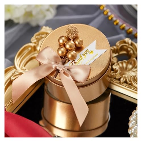 DHYUACN Hochzeits-Süßigkeiten-Box, 10 Stück, Hochzeits-Süßigkeiten-Box, kreativ, rund, rot, Süßigkeitenverpackung, Weißblech-Box (10 Stück Typ 1) von DHYUACN