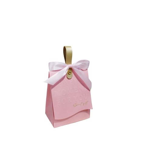 DHYUACN Hochzeitsgeschenkbox 20/50/100 Stück Bonbonschachteln mit Schleife, geeignet for Verschiedene Partys, Festivals, Hochzeiten, Bonbonschachteln, Kekse,(Pink,50PCS_12.5X6.5X10CM) von DHYUACN