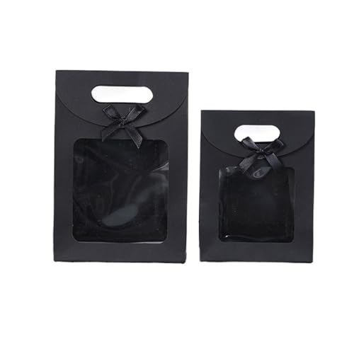 DHYUACN Hochzeitsgeschenkbox 5/10/20 stücke Transparente Fenster Kraft Papier Taschen for Hochzeit Geburtstag Party Süßigkeiten Verpackung Box Backen Takeaway Tasche(Black,5PCS_14X7X20CM) von DHYUACN