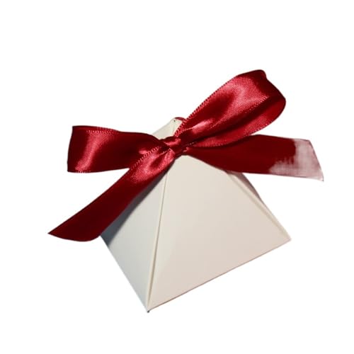 DHYUACN Hochzeitsgeschenkbox Dreieckige weiße Pralinenschachtel Hochzeitsgeschenke und Schokolade for Gäste Werbegeschenke Boxen Partybedarf(E,100PCS_7.5X7.5X7.5CM) von DHYUACN