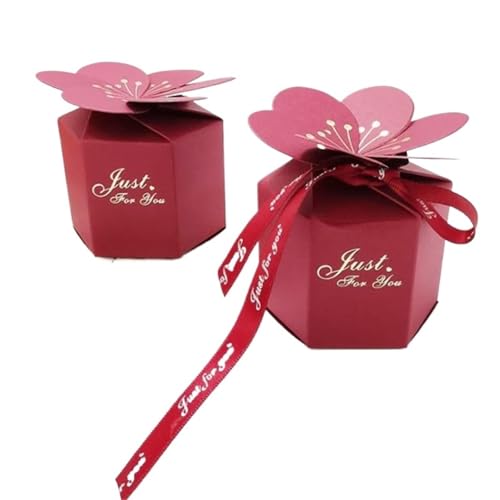 DHYUACN Hochzeitsgeschenkbox Rosa Blütenblatt Schokolade Süßigkeiten Boxen Karton Hochzeit Karte Box Dekoration Papier X Verpackung Event Party Supplies(C,50PCS_M 7X5.5X8CM) von DHYUACN