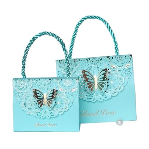 DHYUACN Süßigkeiten-Box für Hochzeiten, mit Ausschnitt, Schmetterling, Schokolade, Partytüte, Verpackung mit Griff, Himmelblau, 10 Stück, 9 x 7 x 4 cm, 10 Stück DHYUACN Süßigkeiten-Box für Hochzeiten, mit Ausschnitt, Schmetterling, Schokolade, Partytüte, Verpackung mit Griff, Himmelblau, 10 Stück, 9 x 7 x 4 cm, 10 Stück von DHYUACN